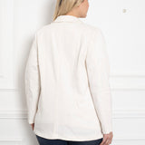 Γυναικείο τζιν σακάκι με πέτο σε μεγάλα μεγέθη- Άσπρο