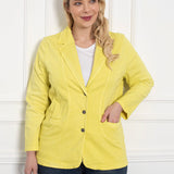 Γυναικείο τζιν σακάκι με πέτο σε μεγάλα μεγέθη-Κίτρινο