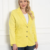 Γυναικείο τζιν σακάκι με πέτο σε μεγάλα μεγέθη-Κίτρινο