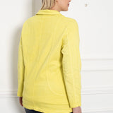 Γυναικείο τζιν σακάκι με πέτο σε μεγάλα μεγέθη-Κίτρινο