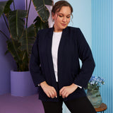 Γυναικείο ανοιξιάτικο μπλέιζερ σε μεγάλα μεγέθη  - Σκούρο Μπλε