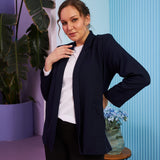 Γυναικείο ανοιξιάτικο μπλέιζερ σε μεγάλα μεγέθη  - Σκούρο Μπλε