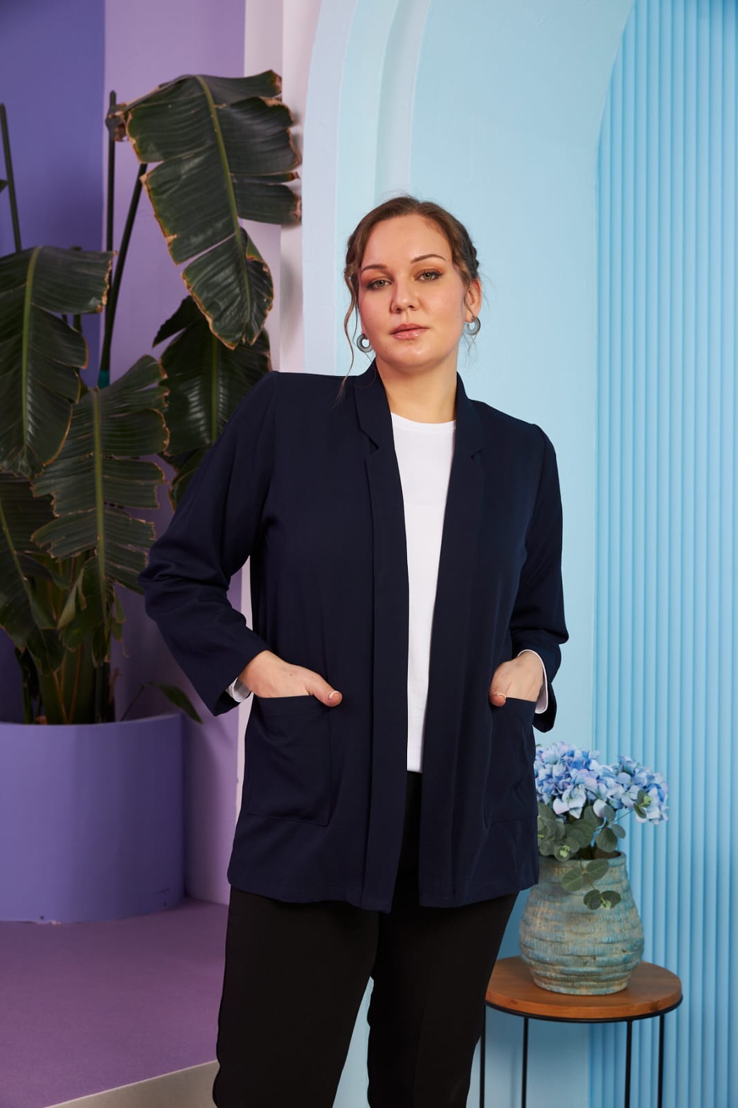 Макси пролетен блейзер - тъмноΜπλέ