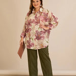 Κομψό παντελόνι με μπροστινή ραφή και ψηλή μέση σε Χακί χρώμα σε μεγάλα μεγέθη