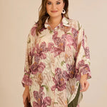 Κομψό πουκάμισο με φλοράλ σχέδιο σάπιο μήλο σε μεγάλα μεγέθη