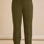 Κομψό παντελόνι με μπροστινή ραφή και ψηλή μέση σε Χακί χρώμα σε μεγάλα μεγέθη