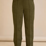 Κομψό παντελόνι με μπροστινή ραφή και ψηλή μέση σε Χακί χρώμα σε μεγάλα μεγέθη