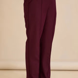 Κομψό φαρδύ παντελόνι με ραφή – Μπορντό