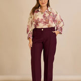 Κομψό φαρδύ παντελόνι με ραφή – Μπορντό