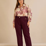 Κομψό φαρδύ παντελόνι με ραφή – Μπορντό