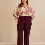 Κομψό φαρδύ παντελόνι με ραφή – Μπορντό