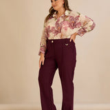 Κομψό φαρδύ παντελόνι με ραφή – Μπορντό