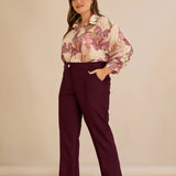 Κομψό φαρδύ παντελόνι με ραφή – Μπορντό