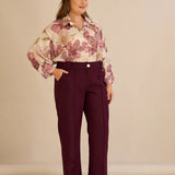 Κομψό φαρδύ παντελόνι με ραφή – Μπορντό