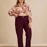 Κομψό φαρδύ παντελόνι με ραφή – Μπορντό