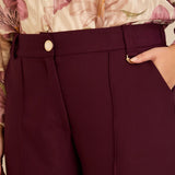 Κομψό φαρδύ παντελόνι με ραφή – Μπορντό