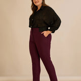 Κομψό βαμβακερό παντελόνι με κλασική γραμμή – Μπορντό