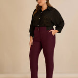 Κομψό βαμβακερό παντελόνι με κλασική γραμμή – Μπορντό