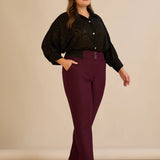 Κομψό βαμβακερό παντελόνι με κλασική γραμμή σε Μπορντό χρώμα σε μεγάλα μεγέθη