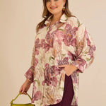 Κομψό πουκάμισο με φλοράλ σχέδιο σάπιο μήλο σε μεγάλα μεγέθη