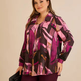 Τουνίκ πουκάμισο με καρφίτσα σε Ροζ χρώμα σε μεγάλα μεγέθη