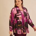 Τουνίκ πουκάμισο με καρφίτσα σε Ροζ χρώμα σε μεγάλα μεγέθη