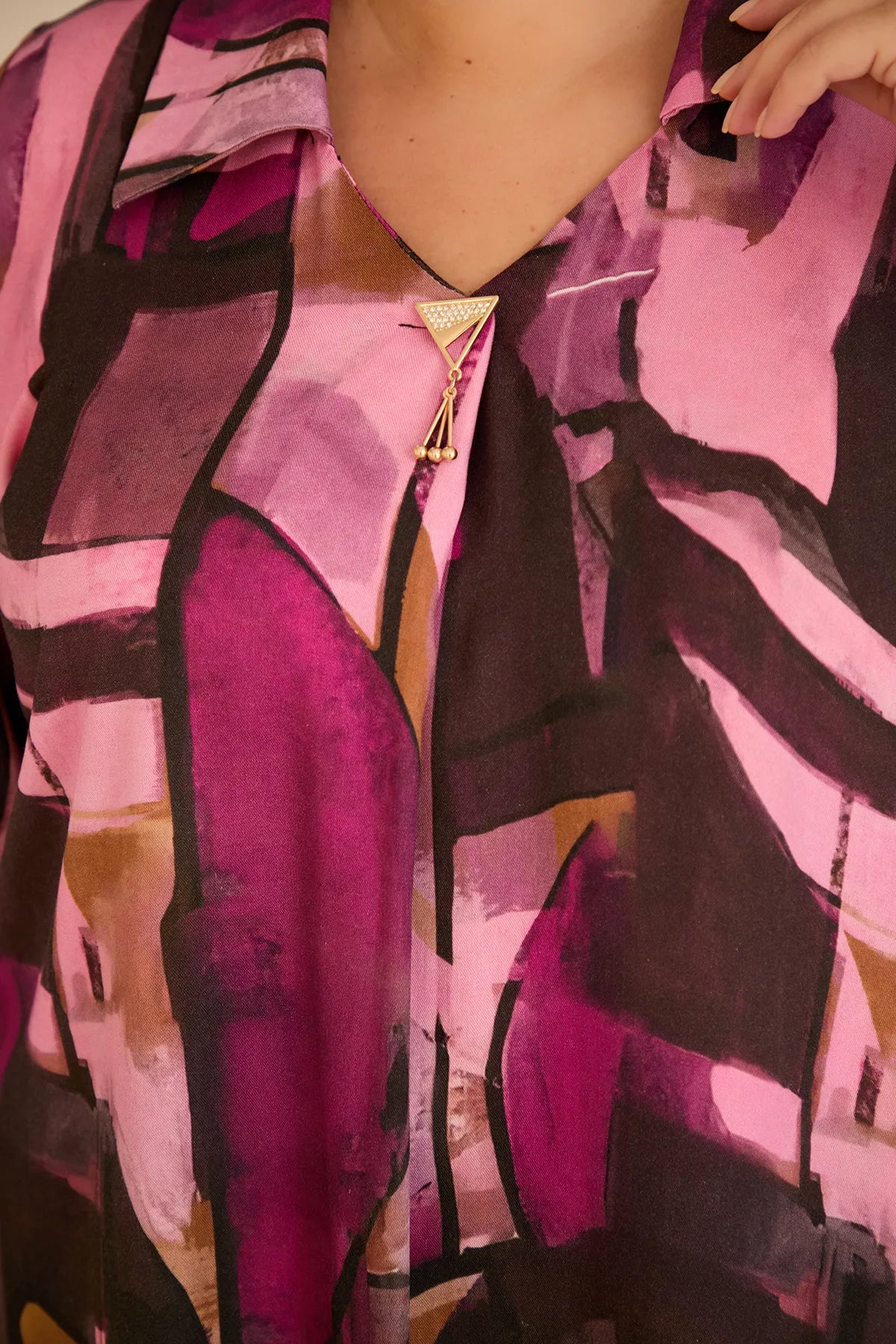 Τουνίκ πουκάμισο με καρφίτσα σε Ροζ χρώμα σε μεγάλα μεγέθη