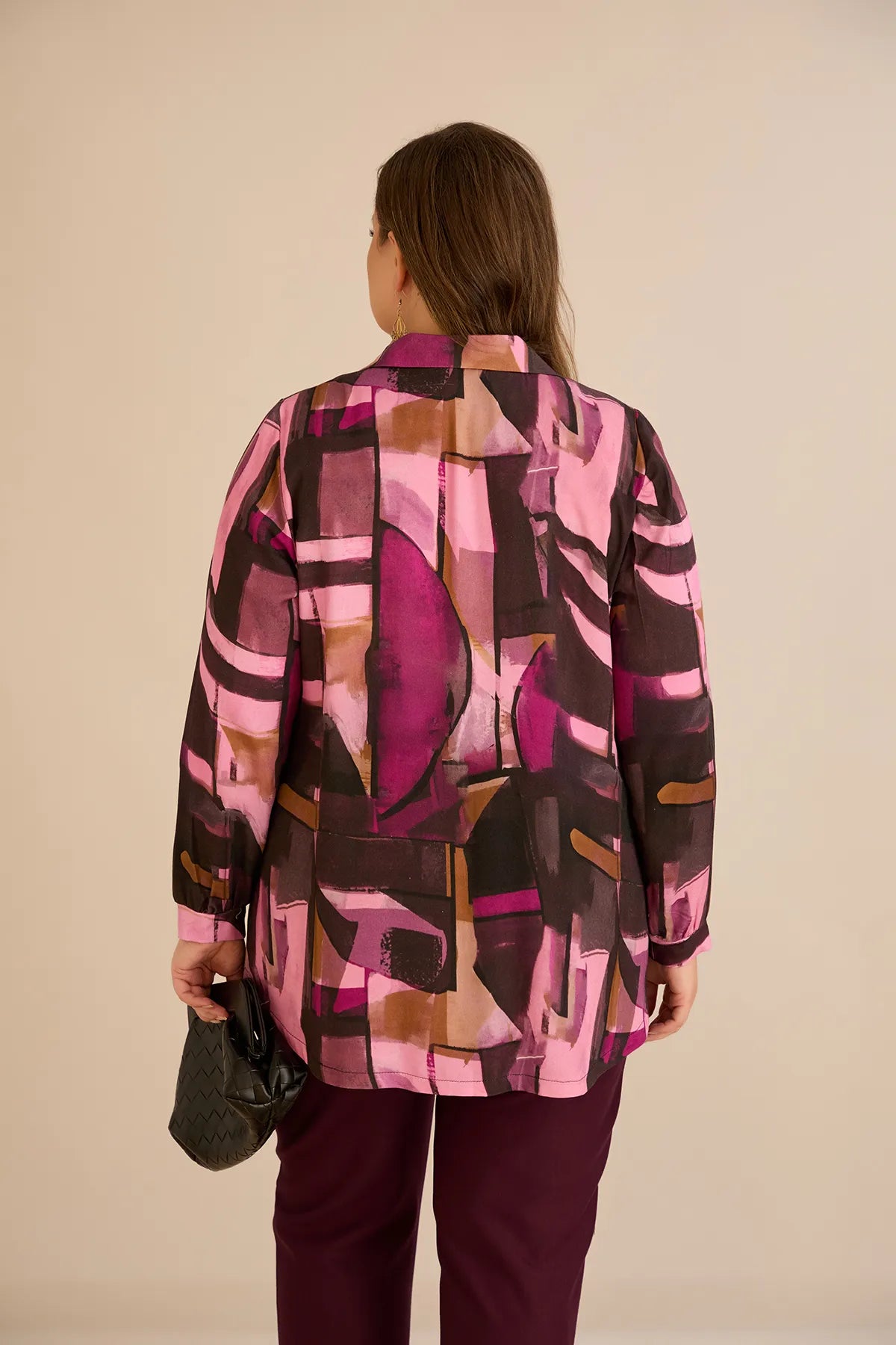 Τουνίκ πουκάμισο με καρφίτσα σε Ροζ χρώμα σε μεγάλα μεγέθη