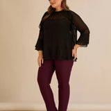 Κομψή μπλούζα με βολάν από μουσελίνα  – Μαύρο