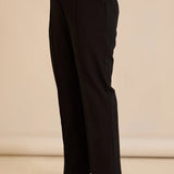 Κομψό φαρδύ παντελόνι με ραφή – Μαύρο