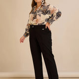 Κομψό φαρδύ παντελόνι με ραφή – Μαύρο