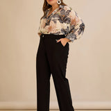 Κομψό φαρδύ παντελόνι με ραφή – Μαύρο