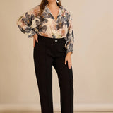 Κομψό φαρδύ παντελόνι με ραφή – Μαύρο