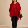 Κομψή τουνίκ με λεπτομέρειες από παγιέτες σε άνετη γραμμή σε Κόκκινο  χρώμα σε μεγάλα μεγέθη 