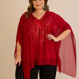 Κομψή τουνίκαμε λεπτομέρειες από παγιέτες σε άνετη γραμμή – Κόκκινο