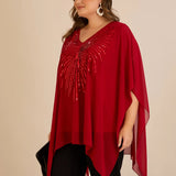 Κομψή τουνίκαμε λεπτομέρειες από παγιέτες σε άνετη γραμμή – Κόκκινο