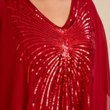 Κομψή τουνίκαμε λεπτομέρειες από παγιέτες σε άνετη γραμμή – Κόκκινο