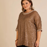 Αμπιγιέ μπλούζα με παγιέτες και ρεγκλάν μανίκια – Golden Night