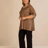 Αμπιγιέ μπλούζα με παγιέτες και ρεγκλάν μανίκια – Golden Night