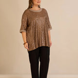 Αμπιγιέ μπλούζα με παγιέτες και ρεγκλάν μανίκια – Golden Night