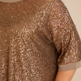 Αμπιγιέ μπλούζα με παγιέτες και ρεγκλάν μανίκια σε χρυσό χρώμα σε μεγάλα μεγέθη