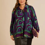 Τουνίκ πουκάμισο με καρφίτσα σε λιλά χρώμα σε μεγάλα μεγέθη