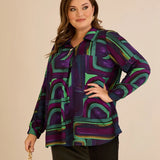 Τουνίκ πουκάμισο με καρφίτσα σε λιλά χρώμα σε μεγάλα μεγέθη