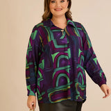 Τουνίκ πουκάμισο με καρφίτσα σε λιλά χρώμα σε μεγάλα μεγέθη