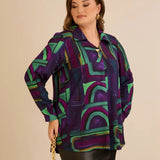 Τουνίκ πουκάμισο με καρφίτσα σε λιλά χρώμα σε μεγάλα μεγέθη