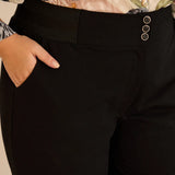 Κομψό βαμβακερό παντελόνι με κλασική γραμμή – Μαύρο