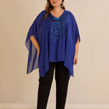 Κομψή τουνίκαμε λεπτομέρειες από παγιέτες σε άνετη γραμμή – Μπλε ρουά