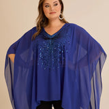 Κομψή τουνίκαμε λεπτομέρειες από παγιέτες σε άνετη γραμμή – Μπλε ρουά