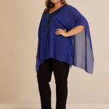 Κομψή τουνίκαμε λεπτομέρειες από παγιέτες σε άνετη γραμμή – Μπλε ρουά