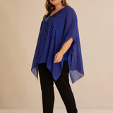 Κομψή τουνίκαμε λεπτομέρειες από παγιέτες σε άνετη γραμμή – Μπλε ρουά